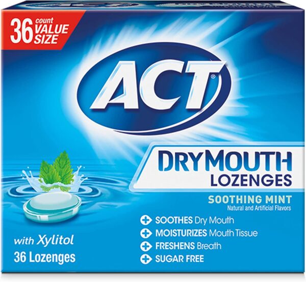 ACT Dry Mouth Lozenges with Xylitol, Soothing Mint, 36 Lozenges