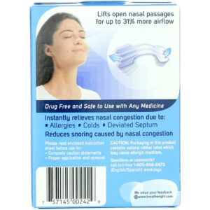 Breathe Right Nasal Strips - Clear - For Sensitive Skin - Sm / Med Clear Strips - 30 Count Strips Per Box - Pack Of 3 (Copy)