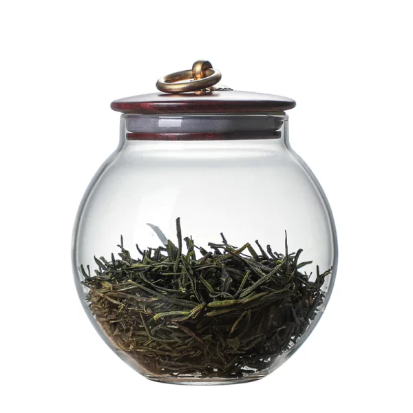 Household Glass Airtight Petal Jar With Wooden Lid