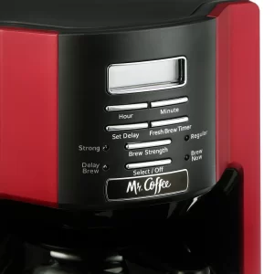 Mr. Coffee 12-Cup Programmable Coffeemaker, Rapid Brew -Red